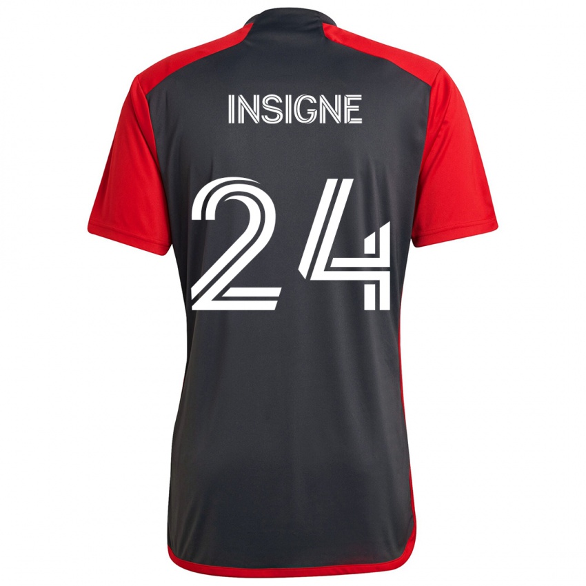 Gyermek Lorenzo Insigne #24 Szürke Vörös Hazai Jersey 2024/25 Mez Póló Ing