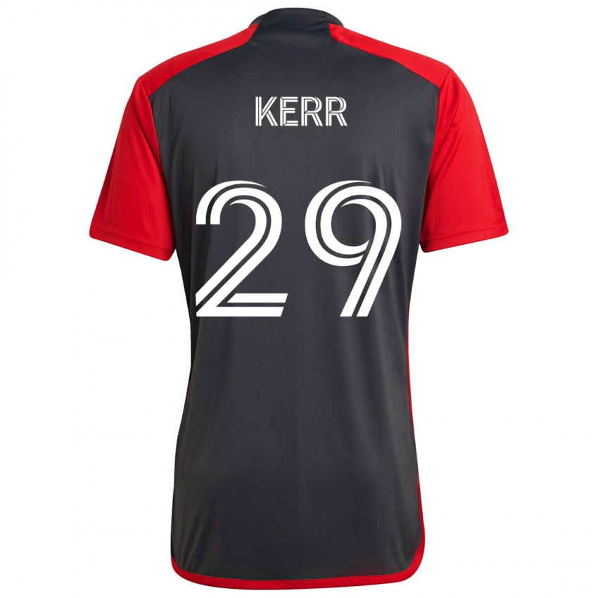 Gyermek Deandre Kerr #29 Szürke Vörös Hazai Jersey 2024/25 Mez Póló Ing