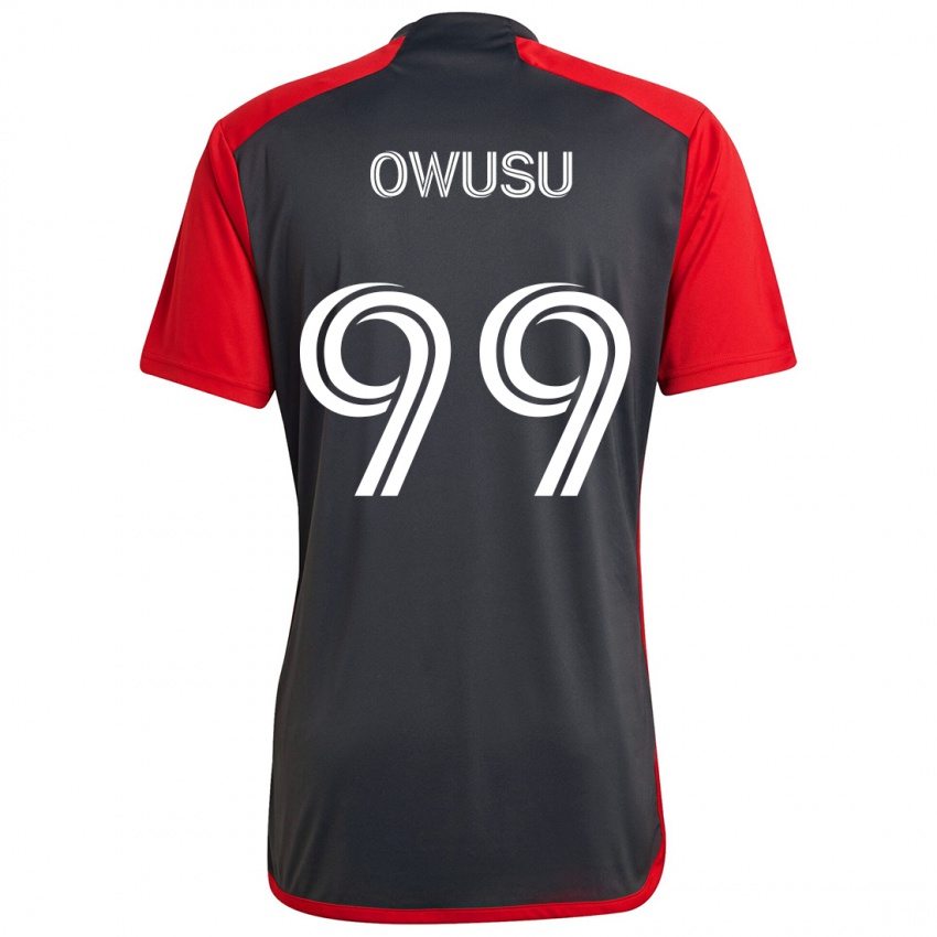 Gyermek Prince Osei Owusu #99 Szürke Vörös Hazai Jersey 2024/25 Mez Póló Ing