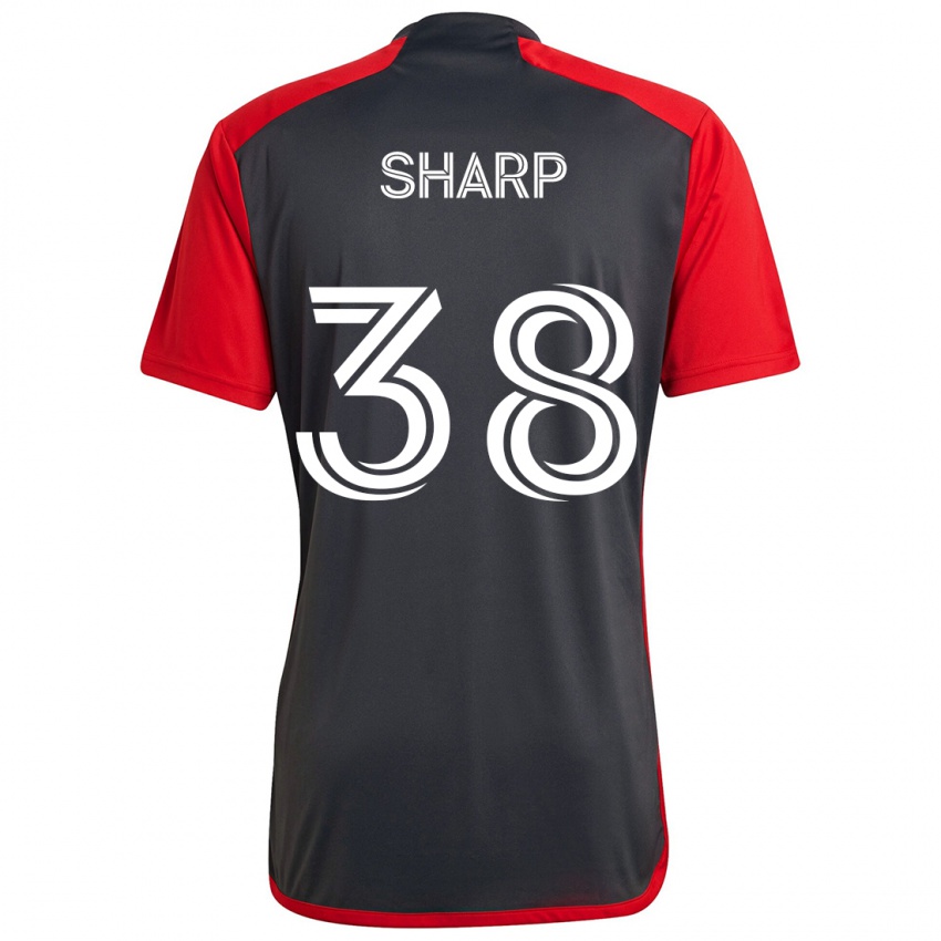 Gyermek Charlie Sharp #38 Szürke Vörös Hazai Jersey 2024/25 Mez Póló Ing