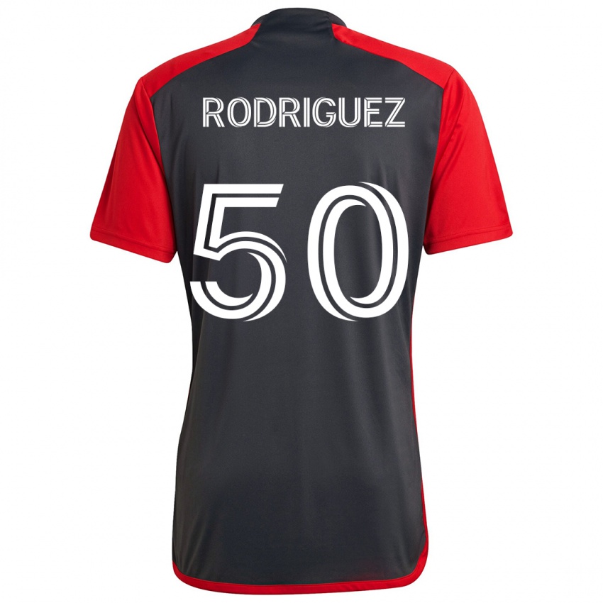 Gyermek Abraham Rodriguez #50 Szürke Vörös Hazai Jersey 2024/25 Mez Póló Ing