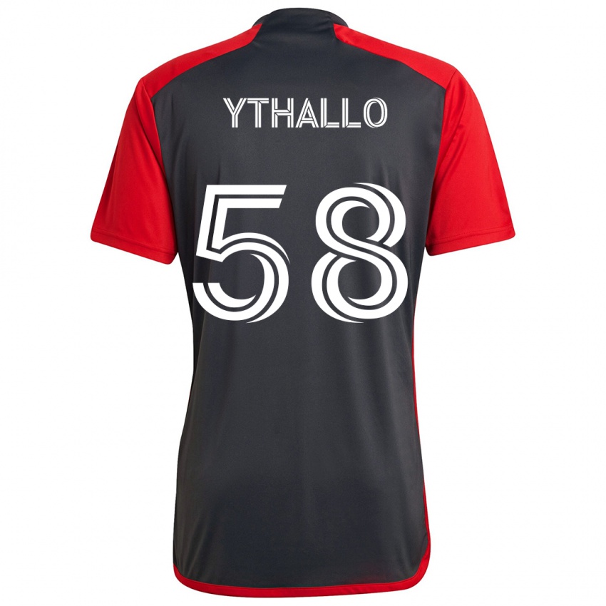 Gyermek Ythallo #58 Szürke Vörös Hazai Jersey 2024/25 Mez Póló Ing