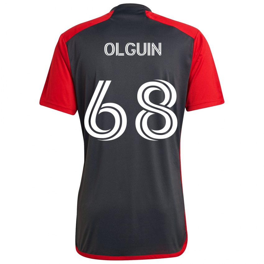 Gyermek Lucas Olguin #68 Szürke Vörös Hazai Jersey 2024/25 Mez Póló Ing