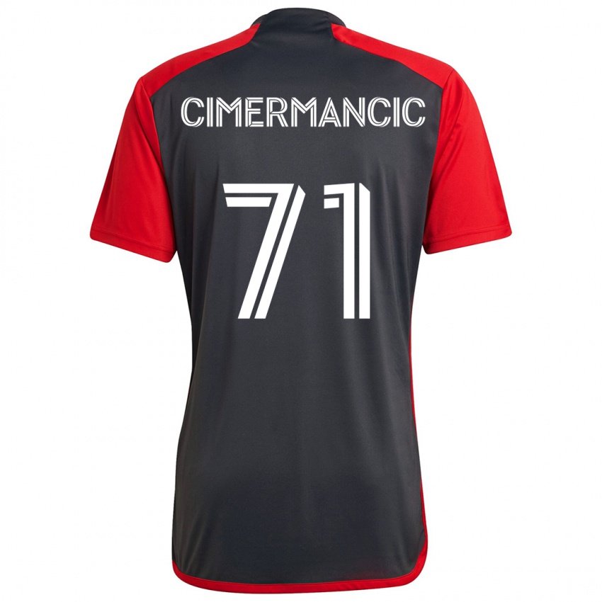 Gyermek Markus Cimermancic #71 Szürke Vörös Hazai Jersey 2024/25 Mez Póló Ing