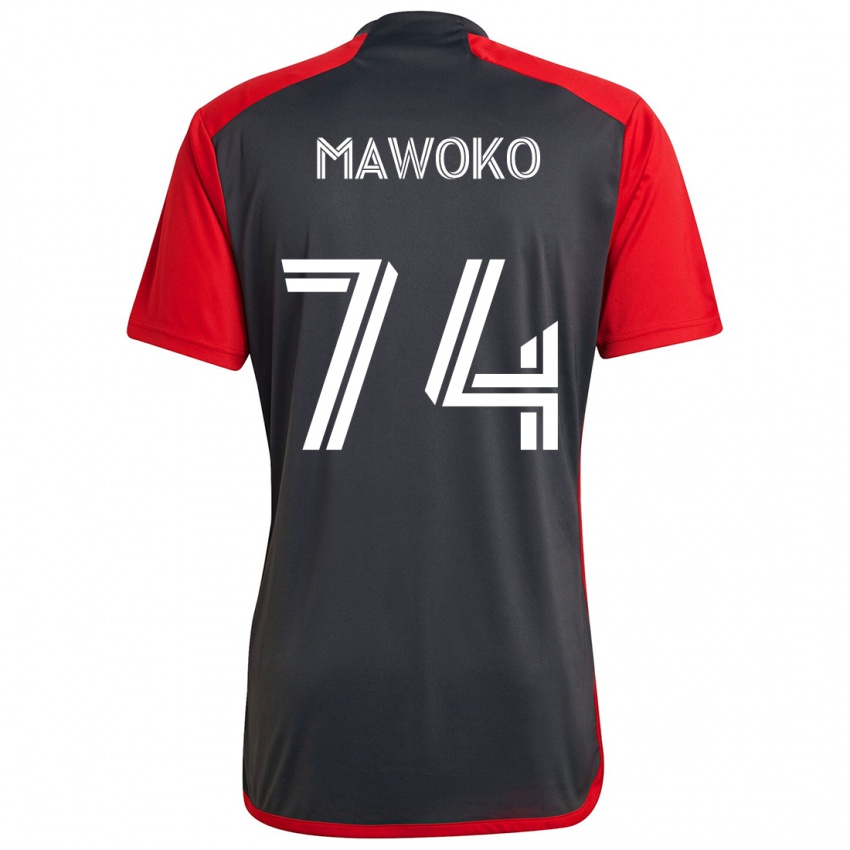 Gyermek Kundai Mawoko #74 Szürke Vörös Hazai Jersey 2024/25 Mez Póló Ing