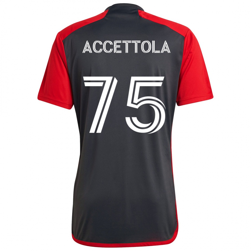 Gyermek Luca Accettola #75 Szürke Vörös Hazai Jersey 2024/25 Mez Póló Ing