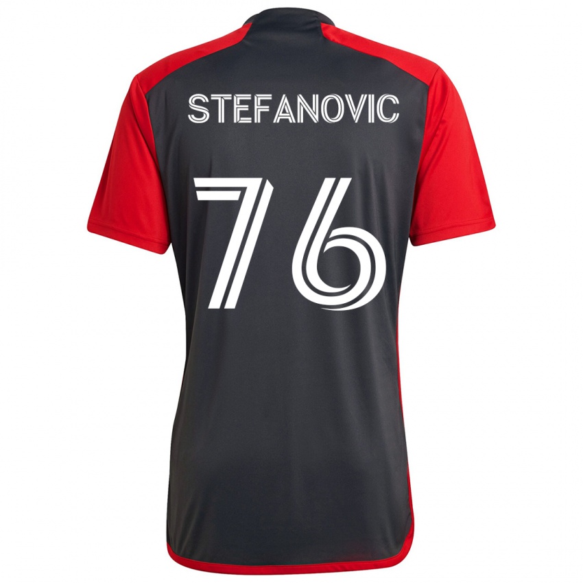 Gyermek Lazar Stefanovic #76 Szürke Vörös Hazai Jersey 2024/25 Mez Póló Ing