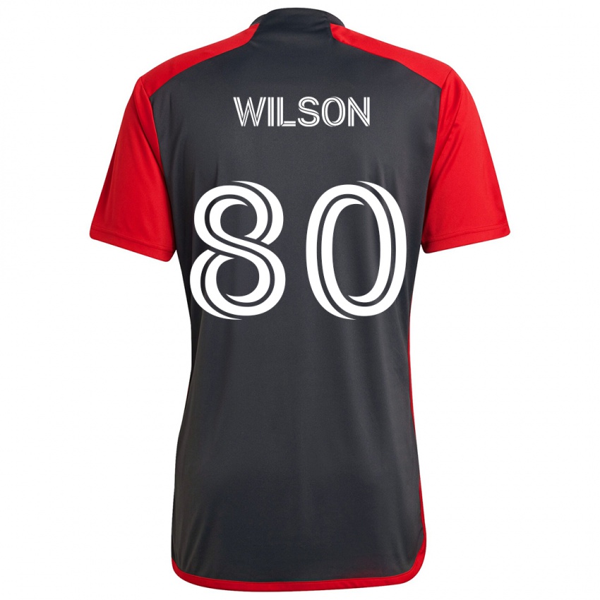 Gyermek Shafique Wilson #80 Szürke Vörös Hazai Jersey 2024/25 Mez Póló Ing