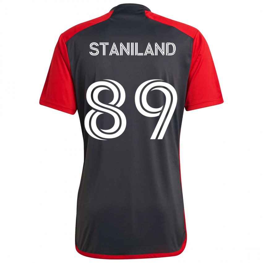 Gyermek Charlie Staniland #89 Szürke Vörös Hazai Jersey 2024/25 Mez Póló Ing