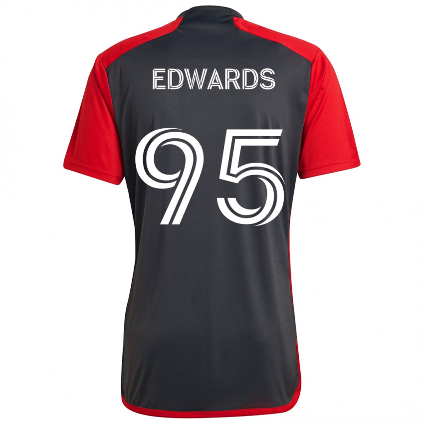 Gyermek Nathaniel Edwards #95 Szürke Vörös Hazai Jersey 2024/25 Mez Póló Ing