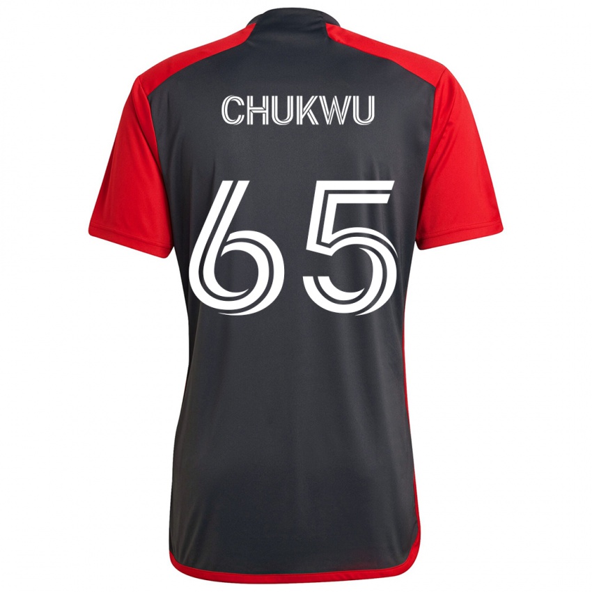 Gyermek Joses Chukwu #65 Szürke Vörös Hazai Jersey 2024/25 Mez Póló Ing