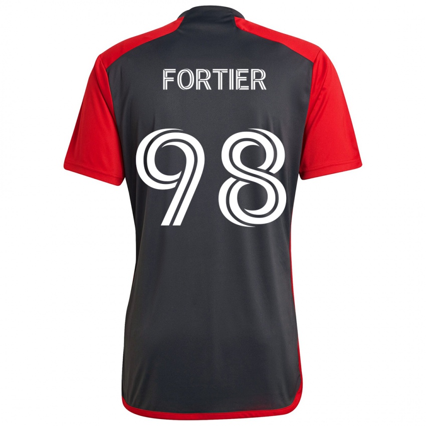 Gyermek Kristjan Fortier #98 Szürke Vörös Hazai Jersey 2024/25 Mez Póló Ing