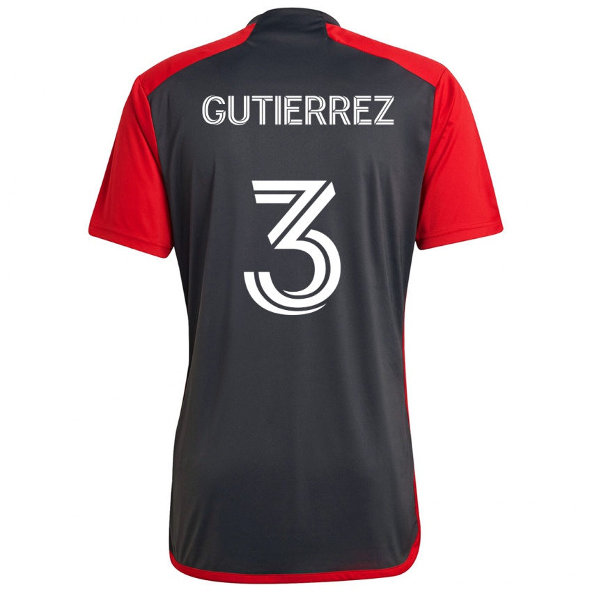 Gyermek Cristián Gutiérrez #3 Szürke Vörös Hazai Jersey 2024/25 Mez Póló Ing