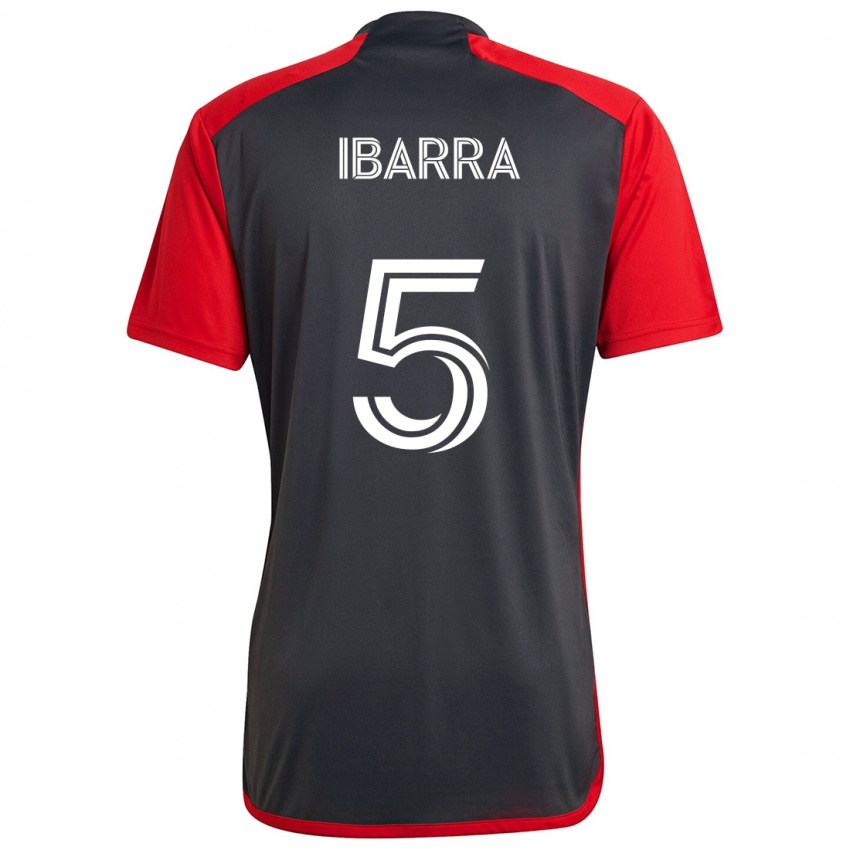 Gyermek Franco Ibarra #5 Szürke Vörös Hazai Jersey 2024/25 Mez Póló Ing