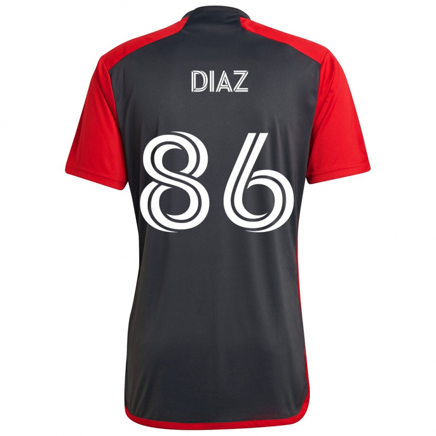 Gyermek Alec Díaz #86 Szürke Vörös Hazai Jersey 2024/25 Mez Póló Ing