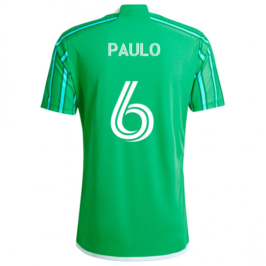 Gyermek João Paulo #6 Zöld Fehér Hazai Jersey 2024/25 Mez Póló Ing