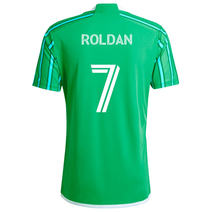 Gyermek Cristian Roldán #7 Zöld Fehér Hazai Jersey 2024/25 Mez Póló Ing