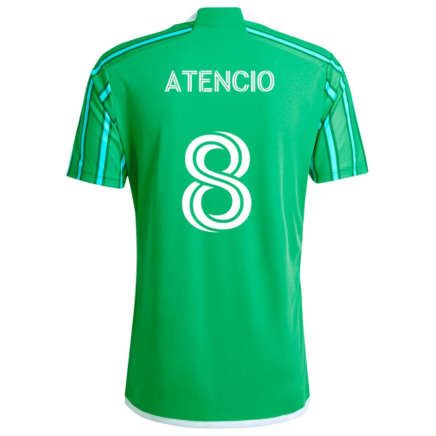 Gyermek Josh Atencio #8 Zöld Fehér Hazai Jersey 2024/25 Mez Póló Ing