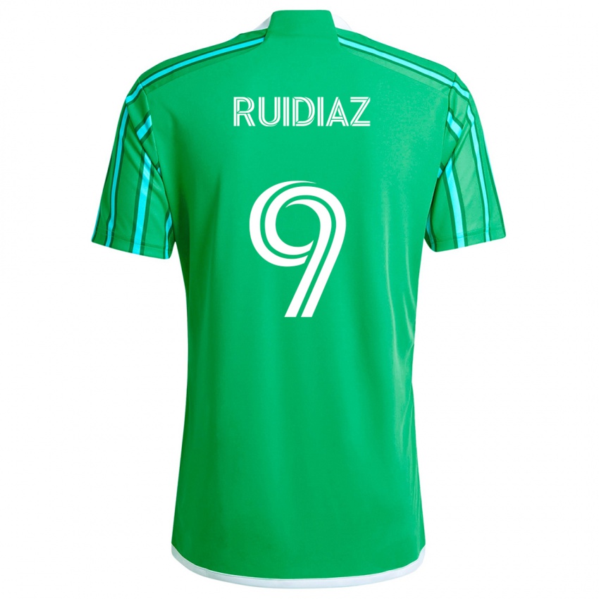 Gyermek Raúl Ruidíaz #9 Zöld Fehér Hazai Jersey 2024/25 Mez Póló Ing