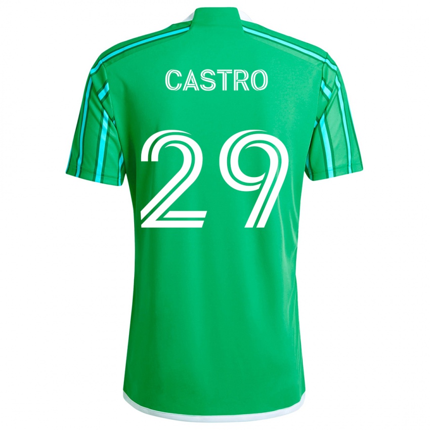 Gyermek Jacob Castro #29 Zöld Fehér Hazai Jersey 2024/25 Mez Póló Ing