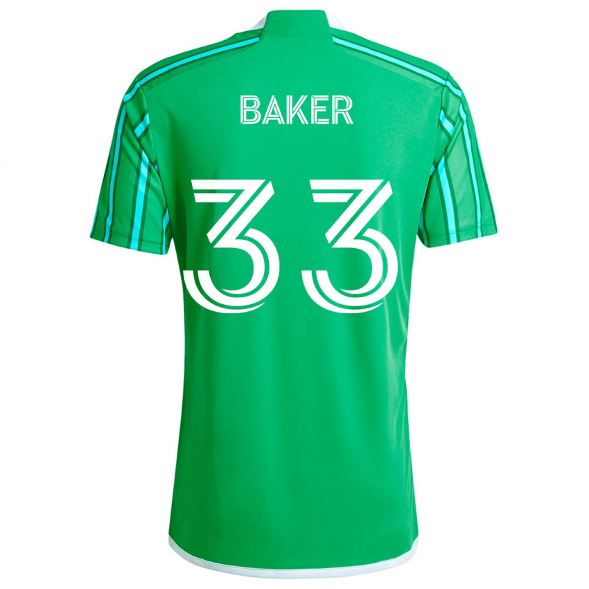 Gyermek Cody Baker #33 Zöld Fehér Hazai Jersey 2024/25 Mez Póló Ing