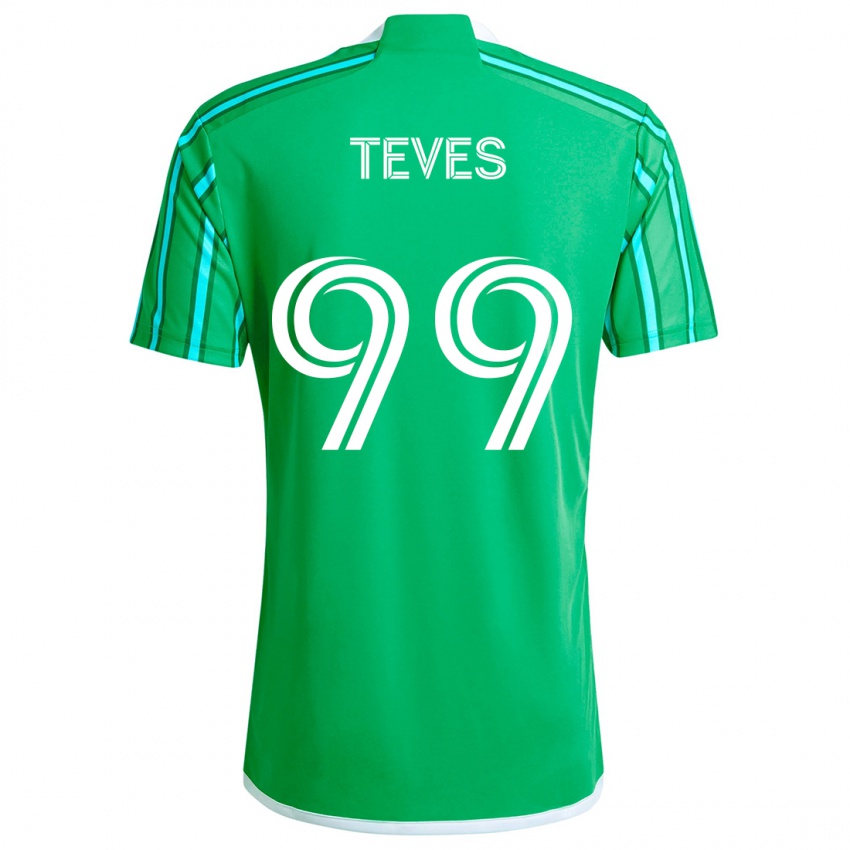 Gyermek Dylan Teves #99 Zöld Fehér Hazai Jersey 2024/25 Mez Póló Ing