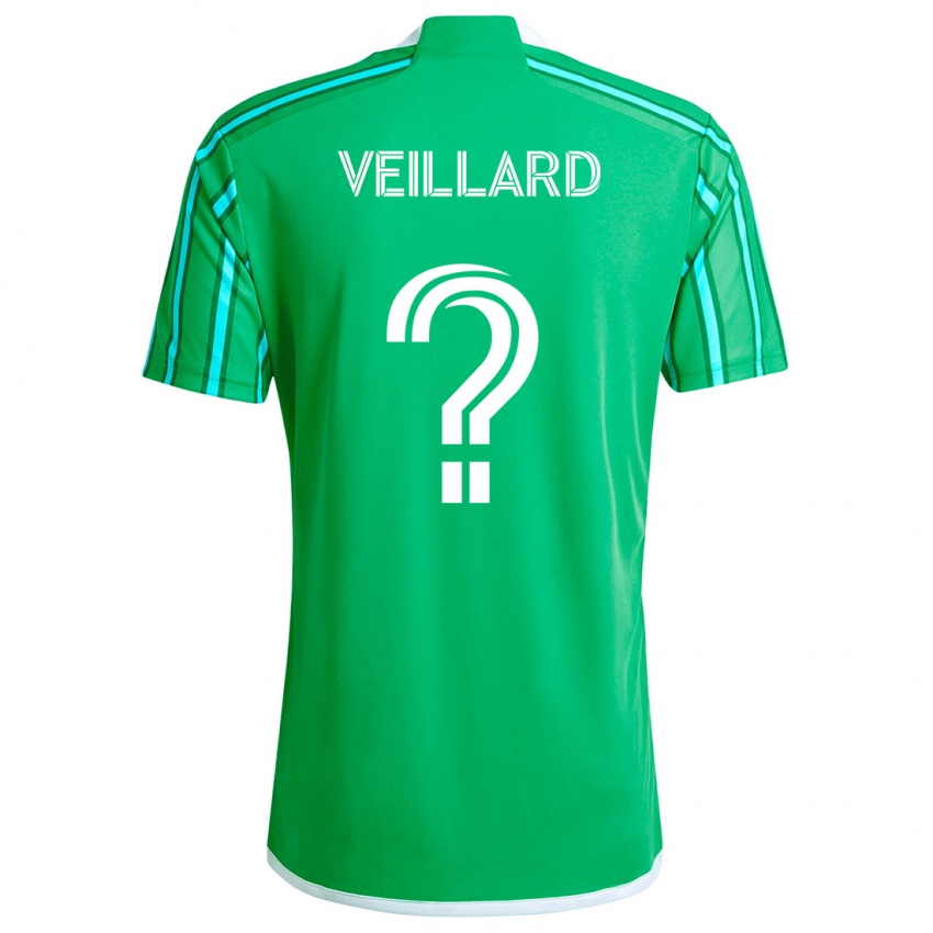 Gyermek Etienne Veillard #0 Zöld Fehér Hazai Jersey 2024/25 Mez Póló Ing