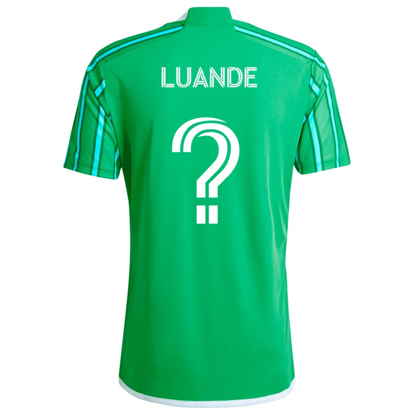 Gyermek Michael Luande #0 Zöld Fehér Hazai Jersey 2024/25 Mez Póló Ing