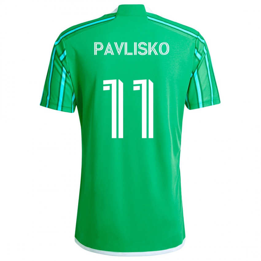 Gyermek Kirsten Pavlisko #11 Zöld Fehér Hazai Jersey 2024/25 Mez Póló Ing