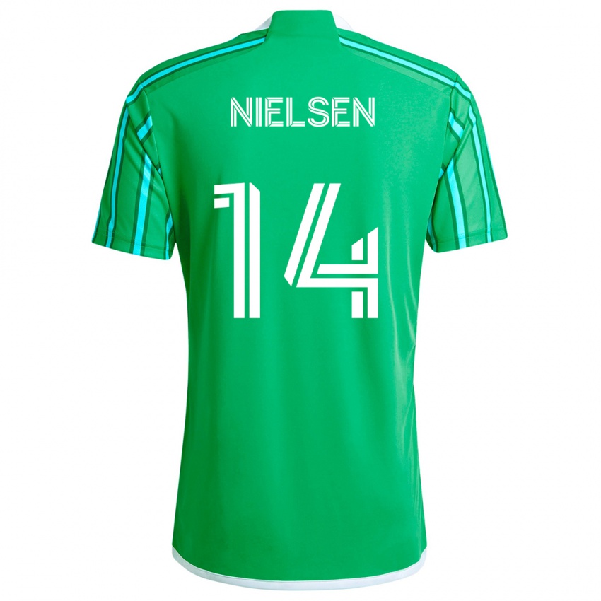 Gyermek Taylor Nielsen #14 Zöld Fehér Hazai Jersey 2024/25 Mez Póló Ing