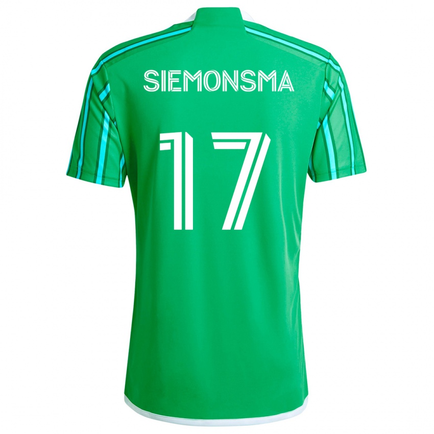 Gyermek Sianna Siemonsma #17 Zöld Fehér Hazai Jersey 2024/25 Mez Póló Ing