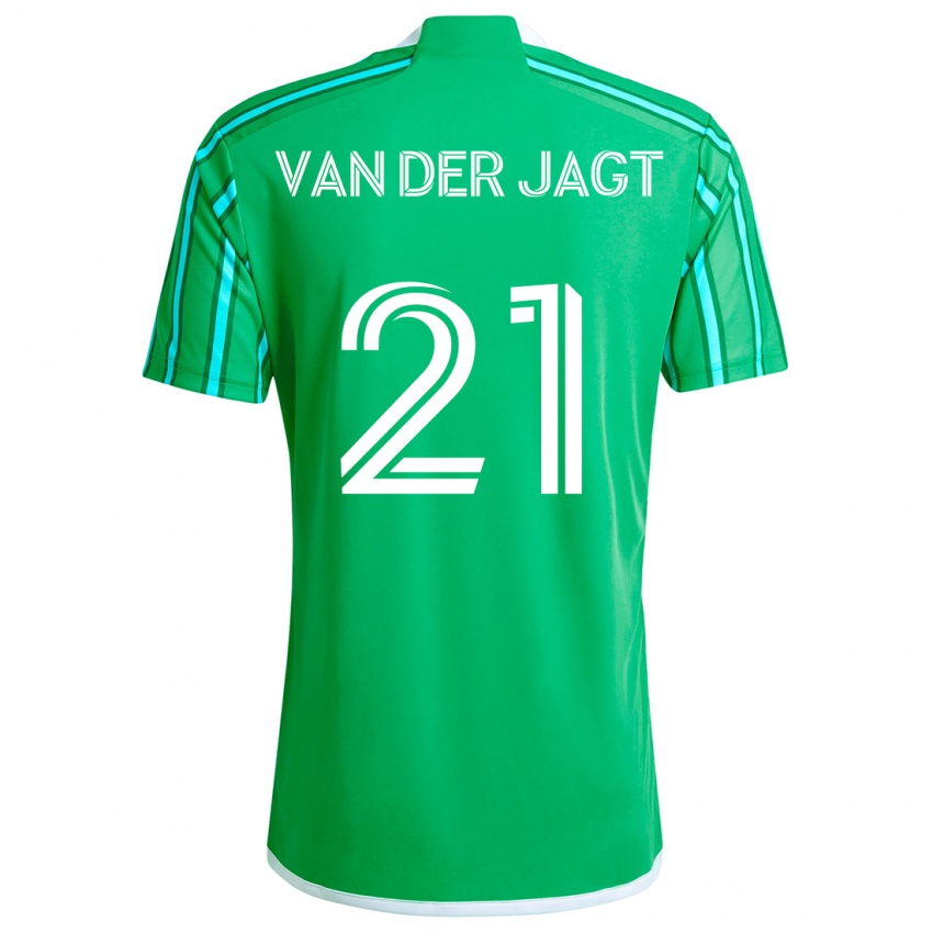 Gyermek Olivia Van Der Jagt #21 Zöld Fehér Hazai Jersey 2024/25 Mez Póló Ing