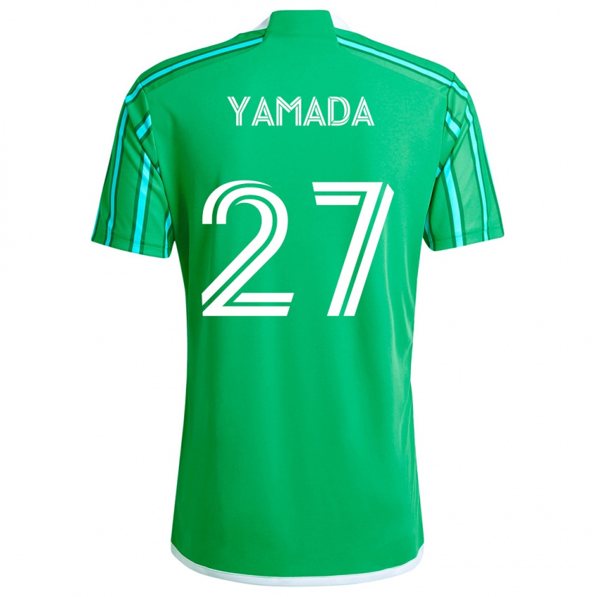 Gyermek Hikari Yamada #27 Zöld Fehér Hazai Jersey 2024/25 Mez Póló Ing