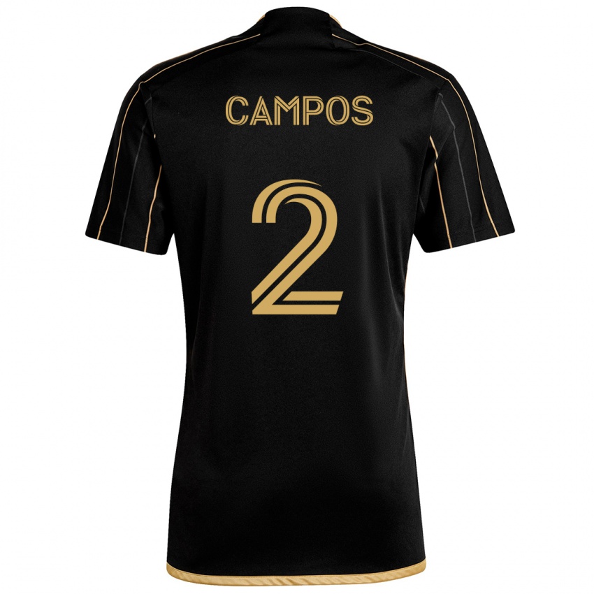 Gyermek Omar Campos #2 Fekete Arany Hazai Jersey 2024/25 Mez Póló Ing