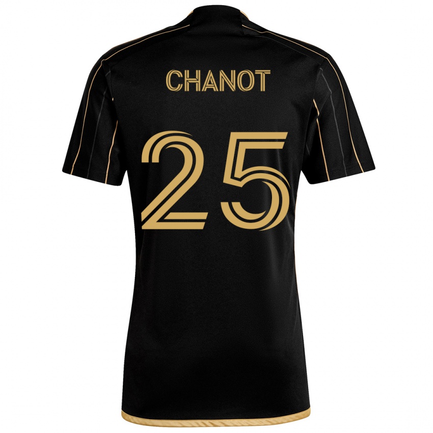 Gyermek Maxime Chanot #25 Fekete Arany Hazai Jersey 2024/25 Mez Póló Ing