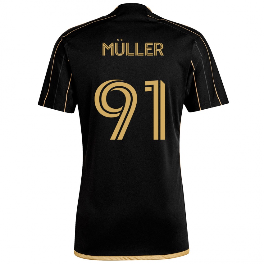 Gyermek Luis Müller #91 Fekete Arany Hazai Jersey 2024/25 Mez Póló Ing