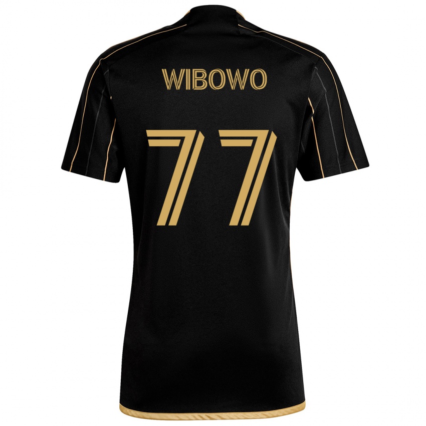 Gyermek Adrian Wibowo #77 Fekete Arany Hazai Jersey 2024/25 Mez Póló Ing