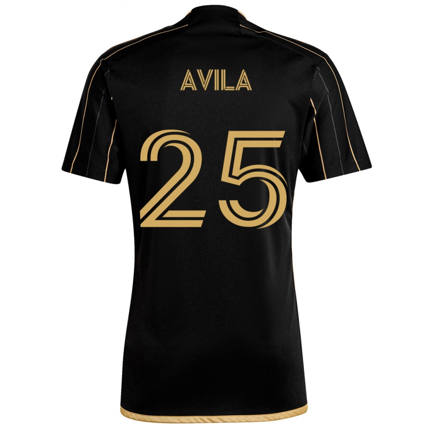 Gyermek Armando Avila #25 Fekete Arany Hazai Jersey 2024/25 Mez Póló Ing