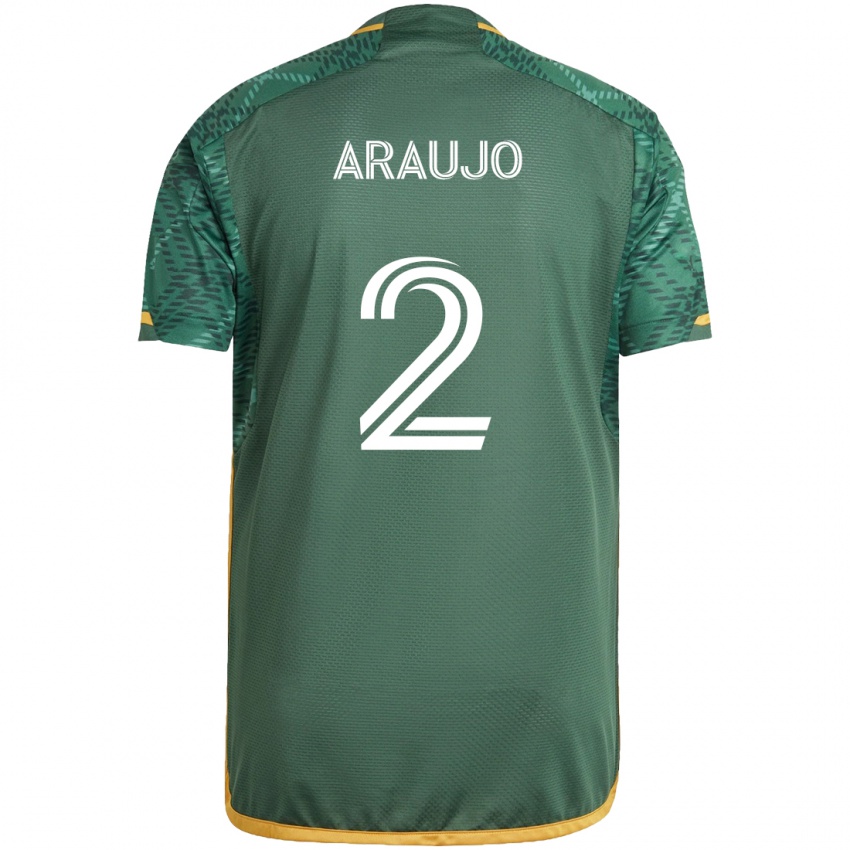 Gyermek Miguel Araujo #2 Zöld Narancs Hazai Jersey 2024/25 Mez Póló Ing