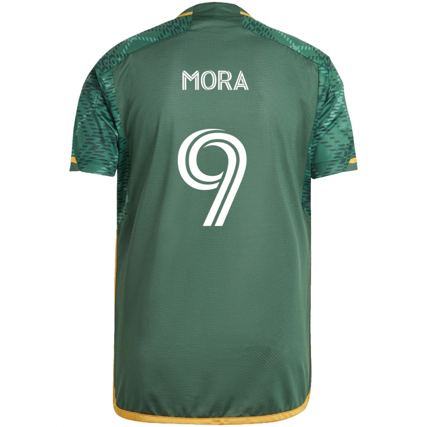 Gyermek Felipe Mora #9 Zöld Narancs Hazai Jersey 2024/25 Mez Póló Ing