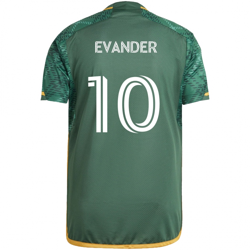 Gyermek Evander #10 Zöld Narancs Hazai Jersey 2024/25 Mez Póló Ing