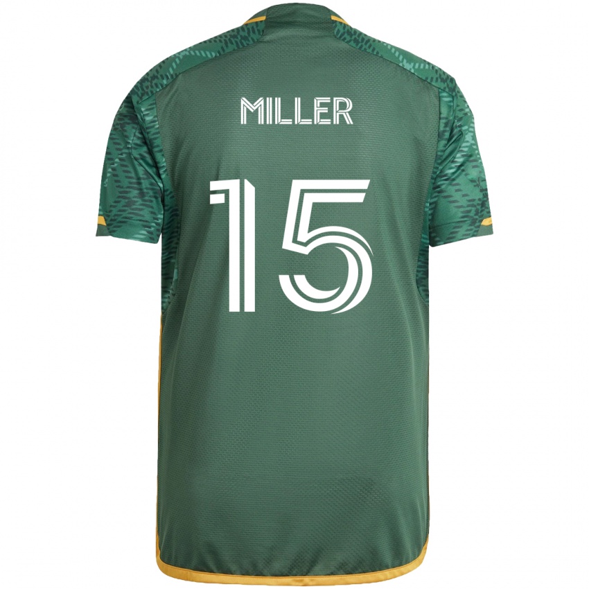 Gyermek Eric Miller #15 Zöld Narancs Hazai Jersey 2024/25 Mez Póló Ing