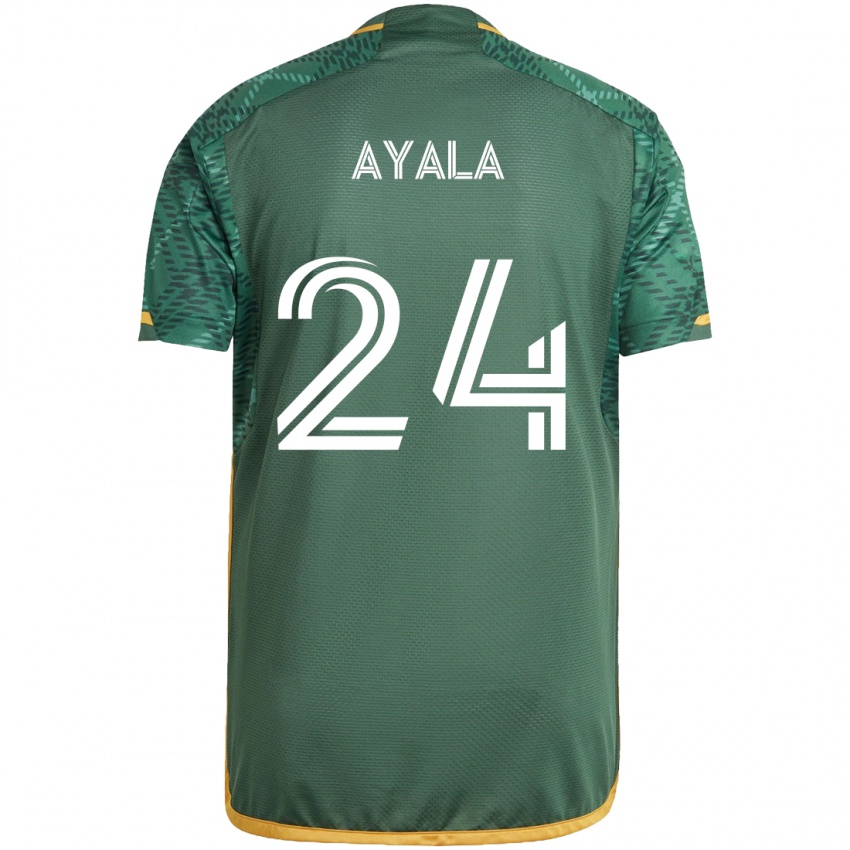 Gyermek David Ayala #24 Zöld Narancs Hazai Jersey 2024/25 Mez Póló Ing