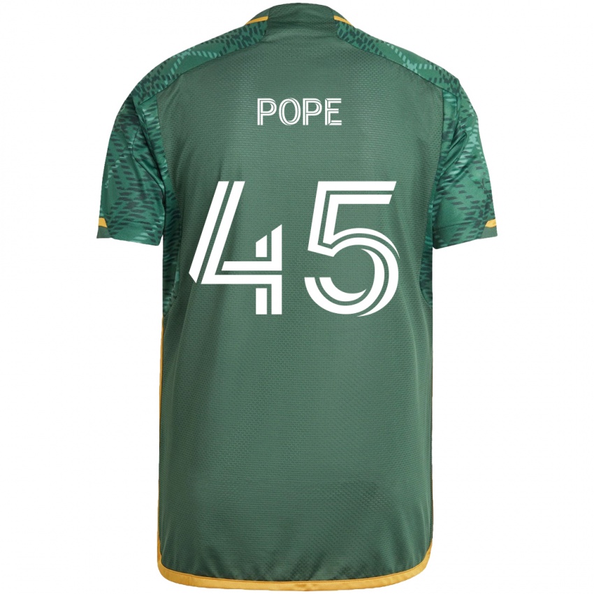 Gyermek Blake Pope #45 Zöld Narancs Hazai Jersey 2024/25 Mez Póló Ing