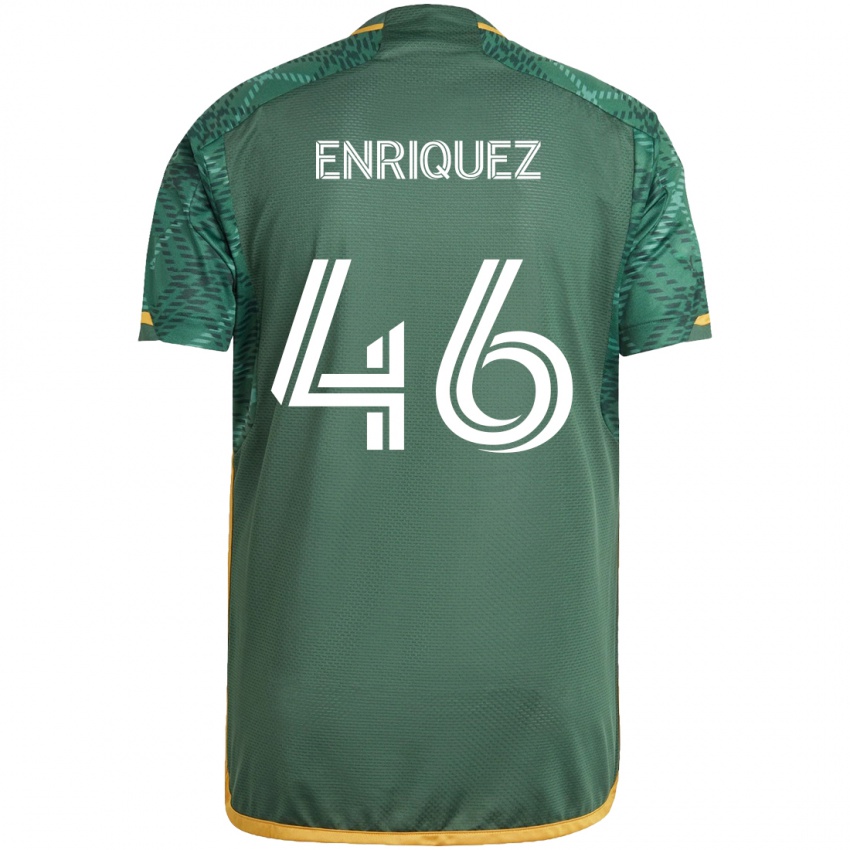 Gyermek Victor Enriquez #46 Zöld Narancs Hazai Jersey 2024/25 Mez Póló Ing