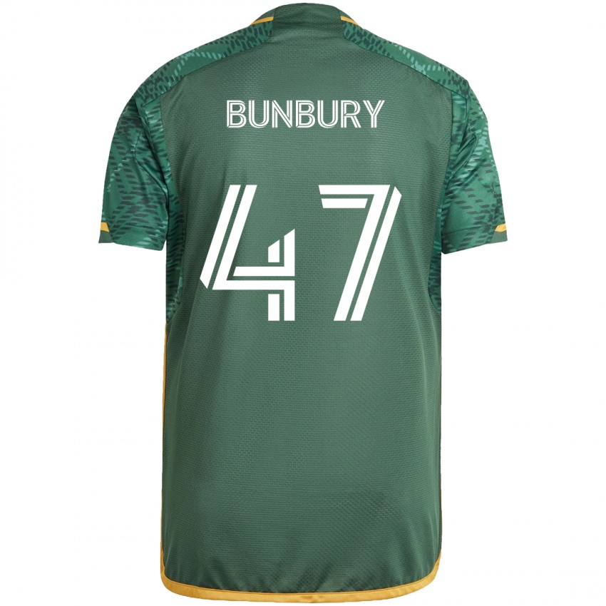 Gyermek Mataeo Bunbury #47 Zöld Narancs Hazai Jersey 2024/25 Mez Póló Ing