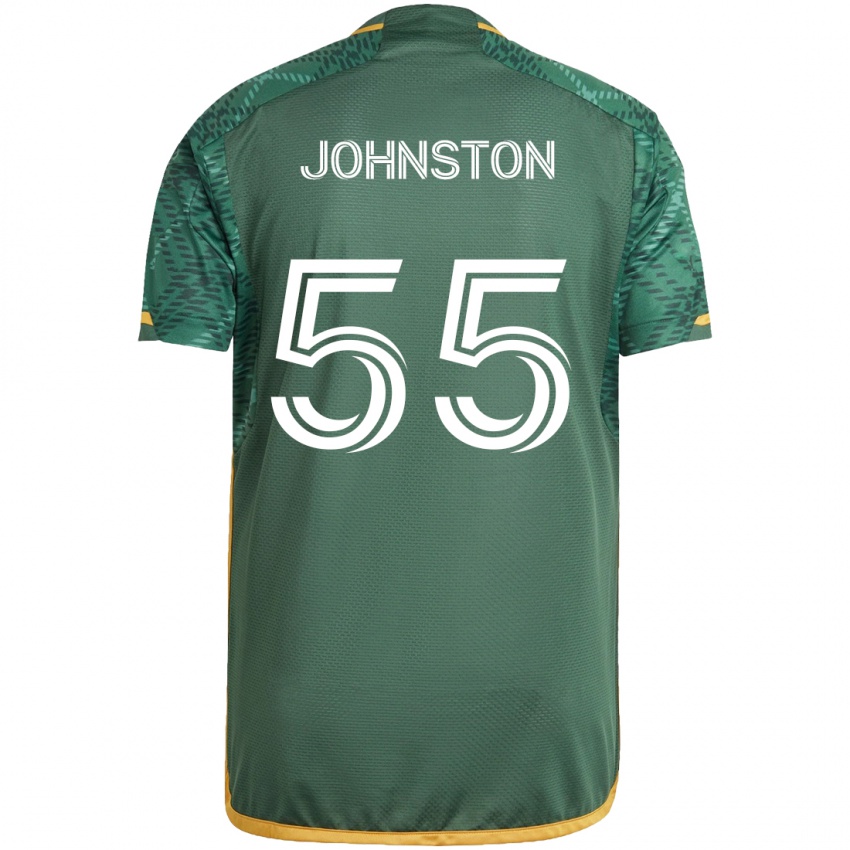 Gyermek Malcolm Johnston #55 Zöld Narancs Hazai Jersey 2024/25 Mez Póló Ing