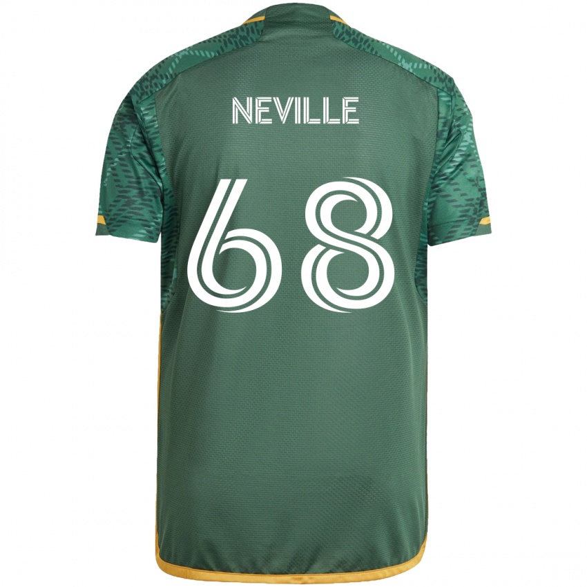 Gyermek Harvey Neville #68 Zöld Narancs Hazai Jersey 2024/25 Mez Póló Ing