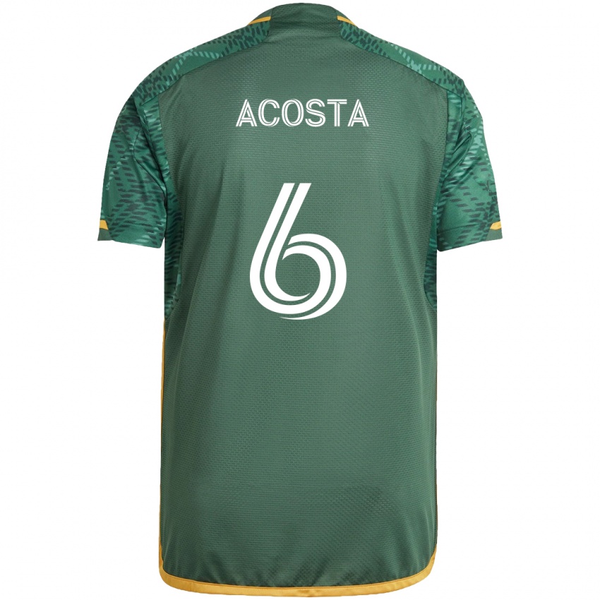 Gyermek Bryan Acosta #6 Zöld Narancs Hazai Jersey 2024/25 Mez Póló Ing