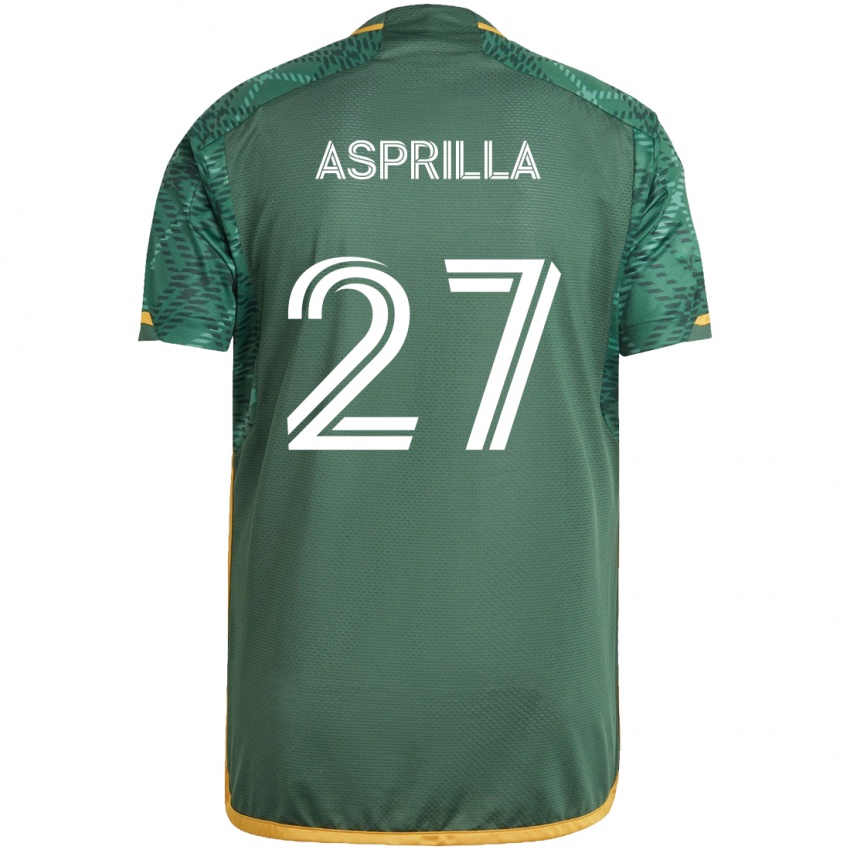 Gyermek Dairon Asprilla #27 Zöld Narancs Hazai Jersey 2024/25 Mez Póló Ing